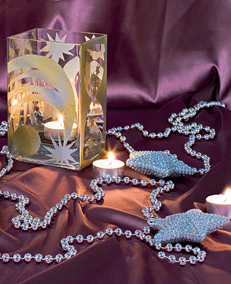 christmas candle holders and star ornaments for table decoration