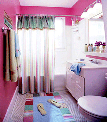 Bathroom Designs  Kids on Teenage Girl Bathroom Ideas Kids Curtains Pink Accessories Gif