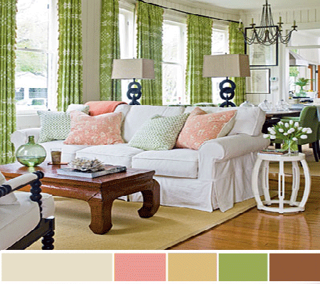 Decorating Bedroom Ideas on Fabric  Green Window Curtains  Living Room Ideas For Spring Decorating