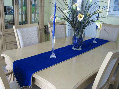 Blue Yellow Kitchen Decor on Blue Fabric Table Runner Centerpiece Ideas Decorations
