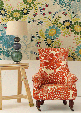 floral wallpaper fabric-beautiful-flowers-padding