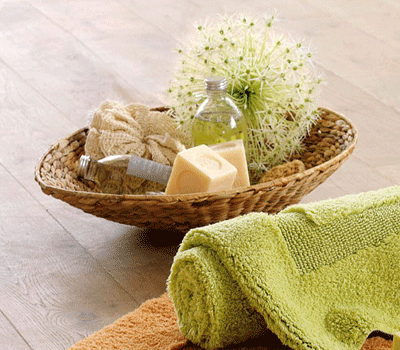 Wicker Basket green towels Decor green-color 