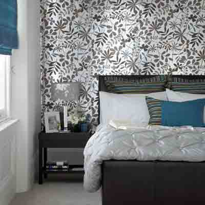 Bedroom Wallpaper in Black, White and Gray, One Wall Decoration