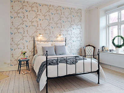 Decorating Wall Paper on Modern Bedroom Decorating Ideas Romantic Wallpaper Birds