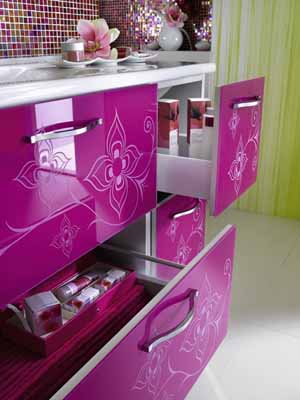 modern bathroom cabinets-purple-pink Flower Design modern bathroom decoration ideas-detached cabinet drawer