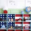 white-blue-red color schemes-kids-room decor