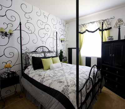 gray-black-n-white-wallpaper-green curtains Pillow