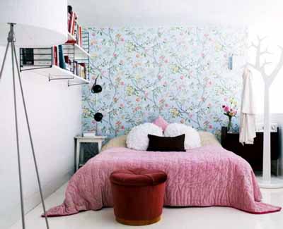 beautiful wallpaper wall ornamentation-pink-bed accents