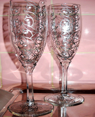 silver wine black  wine glass glass silver   designs painting glass painting decorating glasses