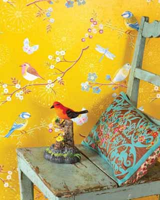 Birds Wallpaper on Modern Wallpaper Patterns  Yellow Wallpaper With Birds Images  Bright