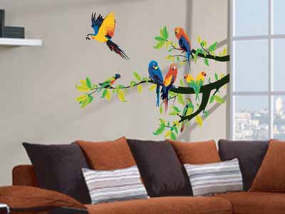  Bird Decorations Wall Mural painting in interior design ideas 