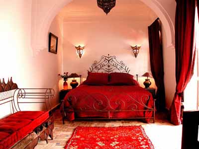 red-bedroom-colors Moroccan interior design ideas