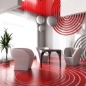 red and white interior decoration colors for the rooms in techno style