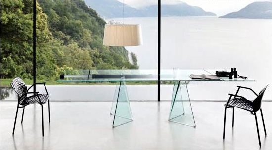 large windows and office interior design in techno style