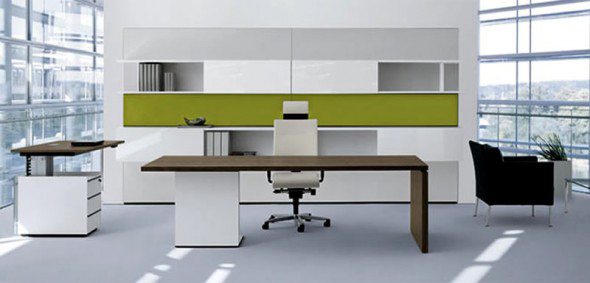 white and green modern furniture in techno style