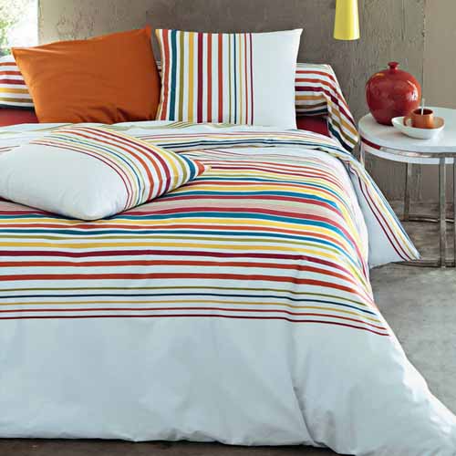 bed sets with colorful stripes and orange bedroom decor accessories