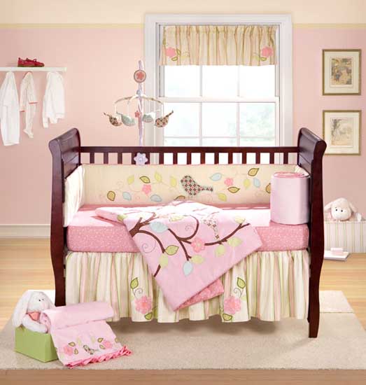 Baby Room Decoration with crafts and bird decoration in pink color