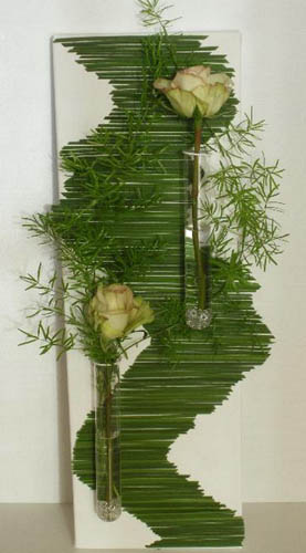 flower arrangement and decorative wall