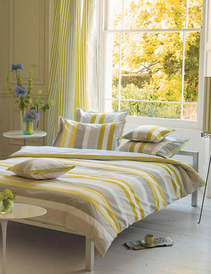 gray and yellow bedroom decor striped bedding and fall decorating ...