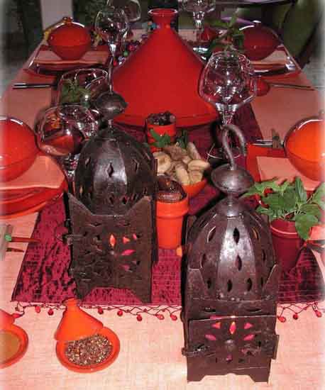 Marrakesh party table decoration with Moroccan lanterns