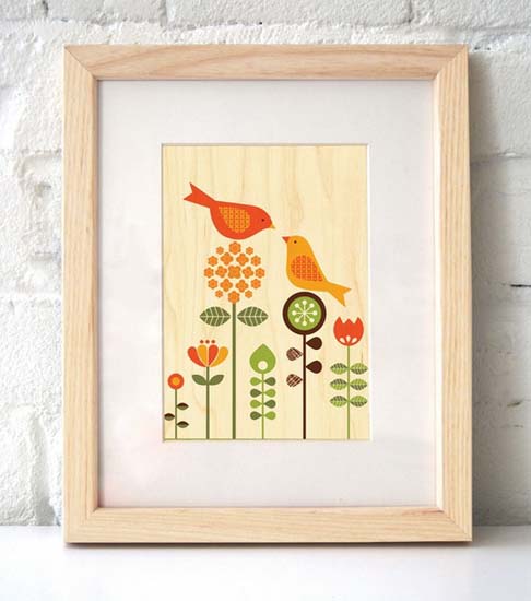 nursery decor elements with pictures of birds