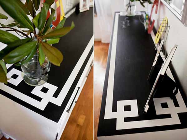 blackboard paint for a dresser top for creating black and white decor
