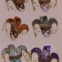 made collection of Venetian masks fo a masquerade look wall decor art