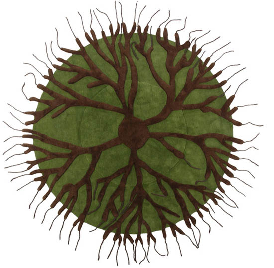 brown and green modern area rug