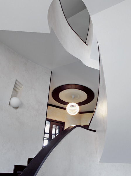 dark wood staircase add nature inspired accent to art nouveau decor