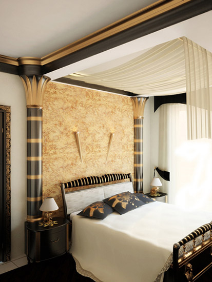 Egyptian interior decor and bedroom decorating ideas