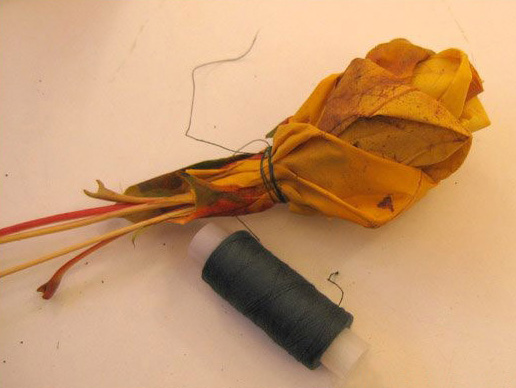 fall, crafts for kids at table with a bouquet of roses