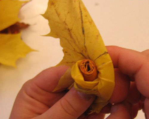 fall, Handcrafts and Thanksgiving table decorations with maple leaves
