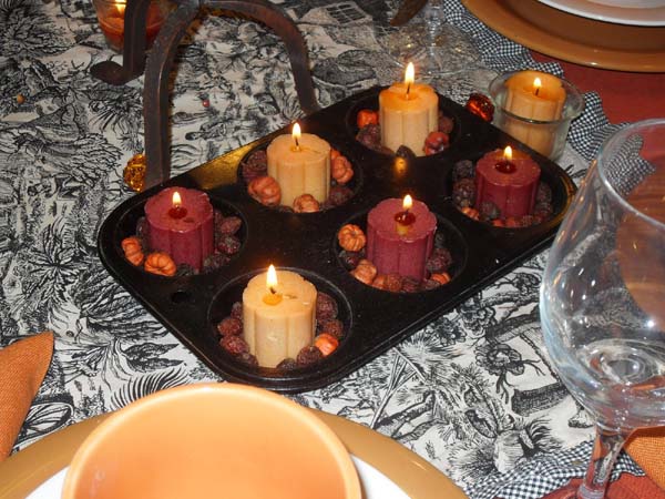 creative candle centerpieces and fall craft ideas for Thanksgiving decoration