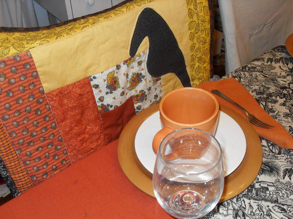 patchwork fabric dining chair cover and fall craft ideas