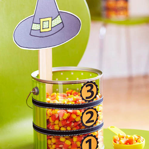 colorful treats for halloween party table decorating