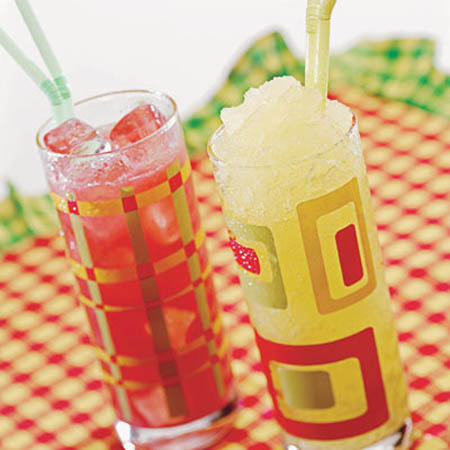 yellow and red drinks for kids Halloween party decoration