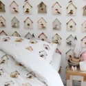 Birdhouse wallpaper for nursery decor