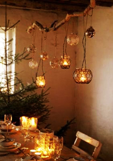 hanging candle holder with candles for Christmas Decorating