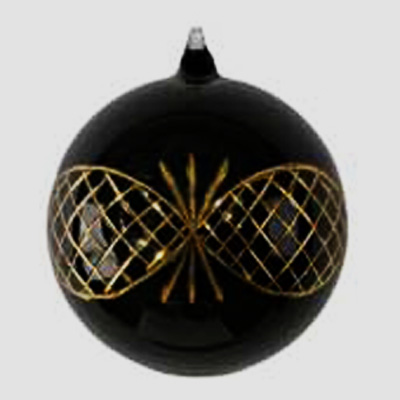 black Christmas ball with golden ornaments