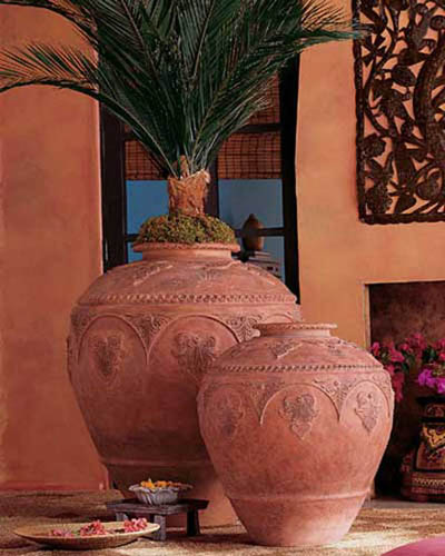  vases with plants for decoration in colonial style 