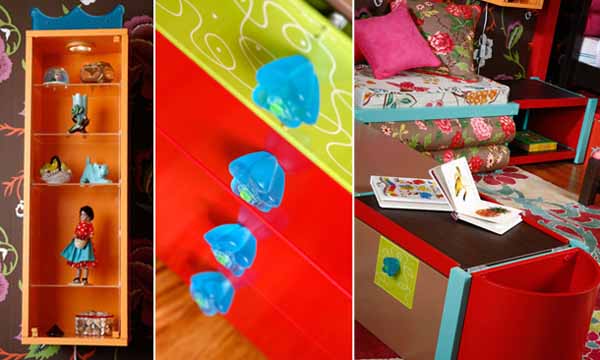 colorful design and red color for children Storage furniture