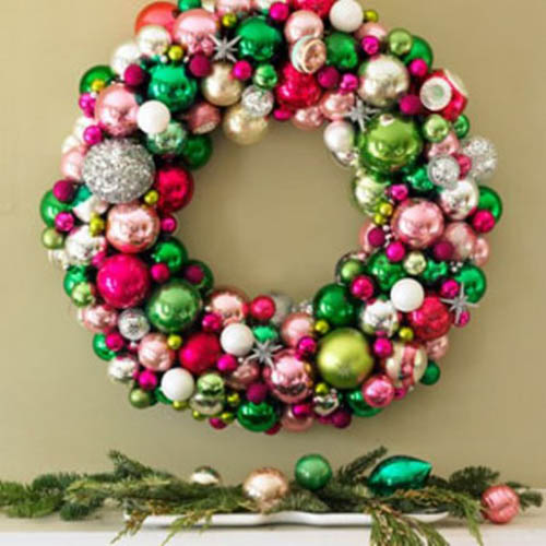 colorful christmas wreath for wall and door decorating