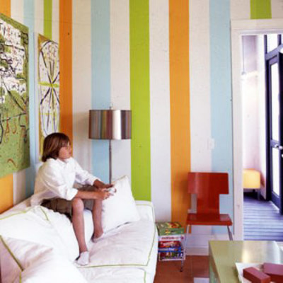 colorful stripes on walls for kids room decor