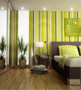 green wallpaper with stripes for nedroom Decorating