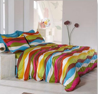 colorful striped bedding fabric