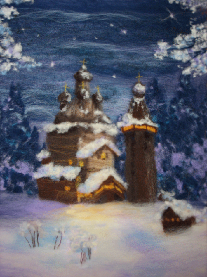 winter landscape wool painting