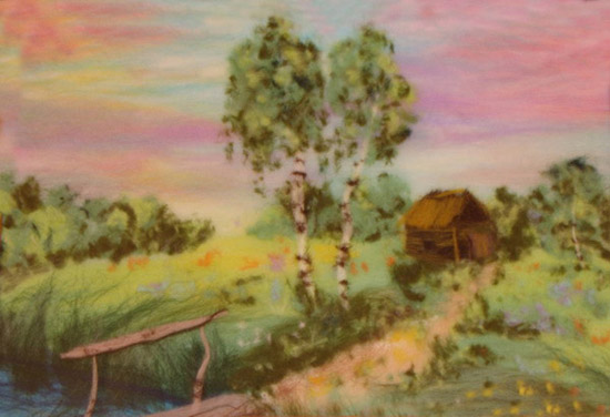 landscape wool painting