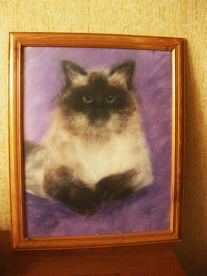 cat potrait wool painting