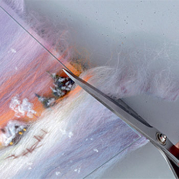 making wool painting for winter decorating