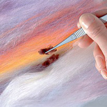 painting winter landscape with wool
